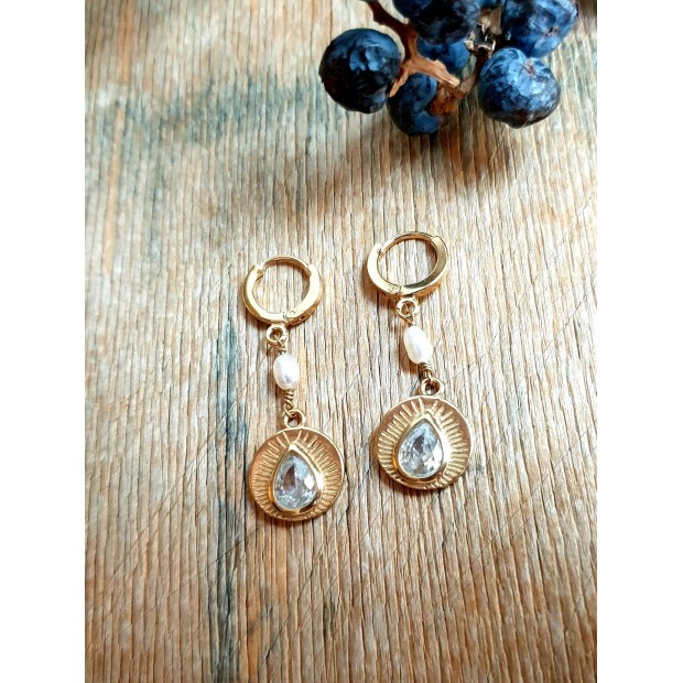 Hanka IN auskarai su cirkoniu ir perlu